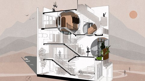 Ngôi nhà có thiết kế lệch tầng giúp đón nắng và gió tự nhiên