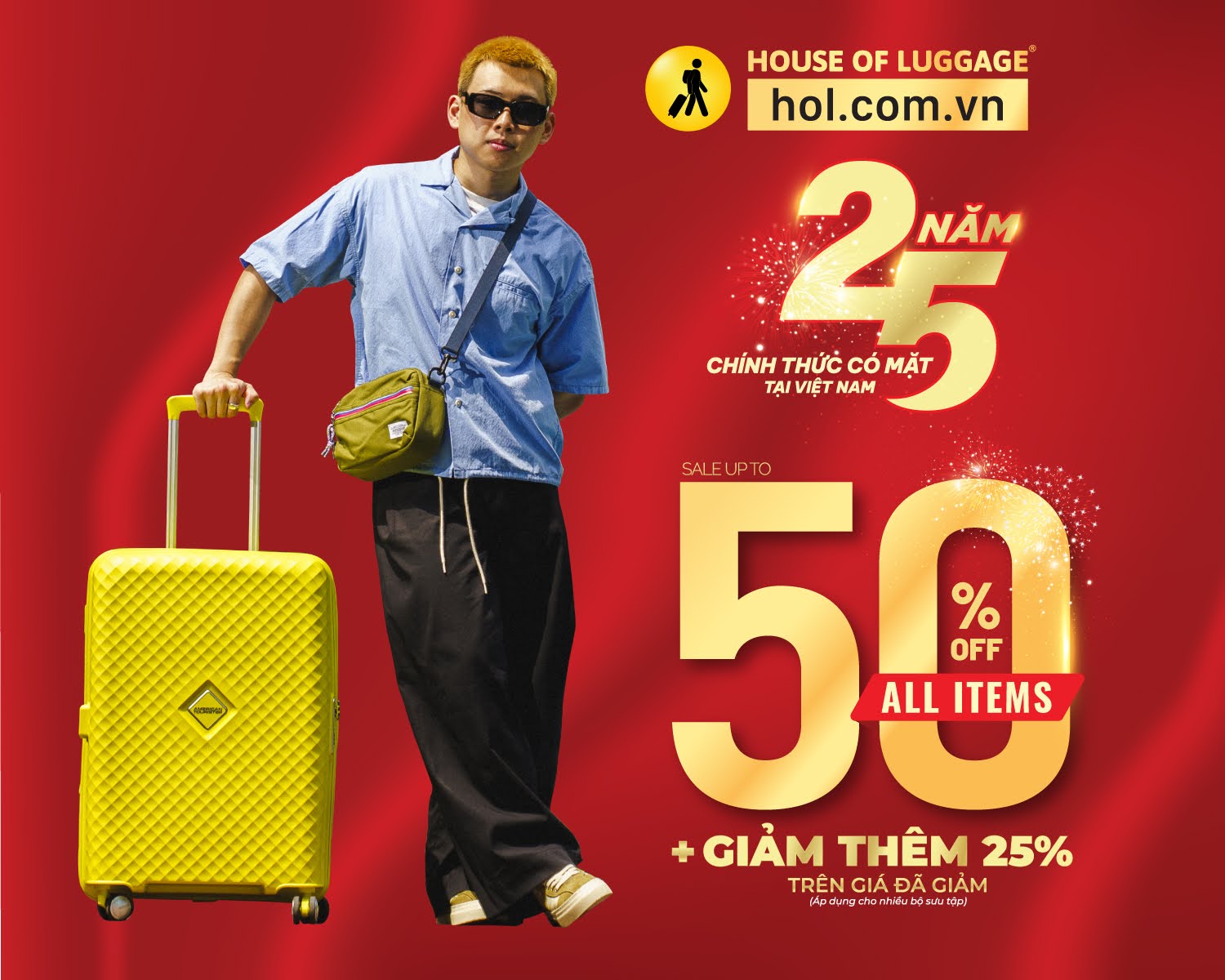 H&igrave;nh 2. HOL tung ưu đ&atilde;i đến 50% tất cả sản phẩm, giảm th&ecirc;m 25% kỷ niệm 25 năm cho nhiều bộ sưu tập