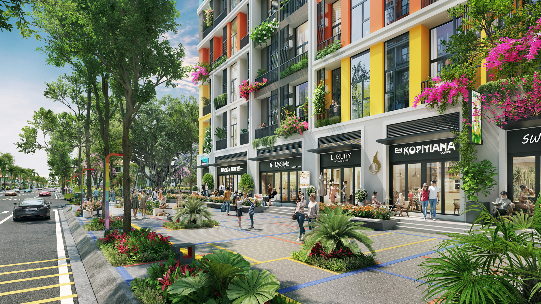 Dòng sản phẩm nhà phố, shophouse khối đế sở hữu lợi thế thương mại vượt trội (Ảnh phối cảnh minh họa: Sun Property) Dòng sản phẩm nhà phố, shophouse khối đế sở hữu lợi thế thương mại vượt trội (Ảnh phối cảnh minh họa: Sun Property) 