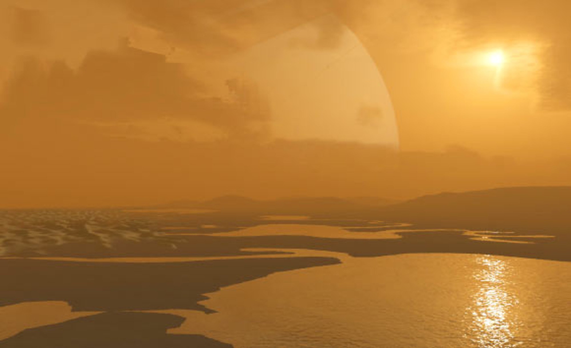 Một "v&ugrave;ng đầm lầy" ở Titan, thế giới c&oacute; bề mặt giống Tr&aacute;i Đất nhất - Ảnh đồ họa: NASA &nbsp;