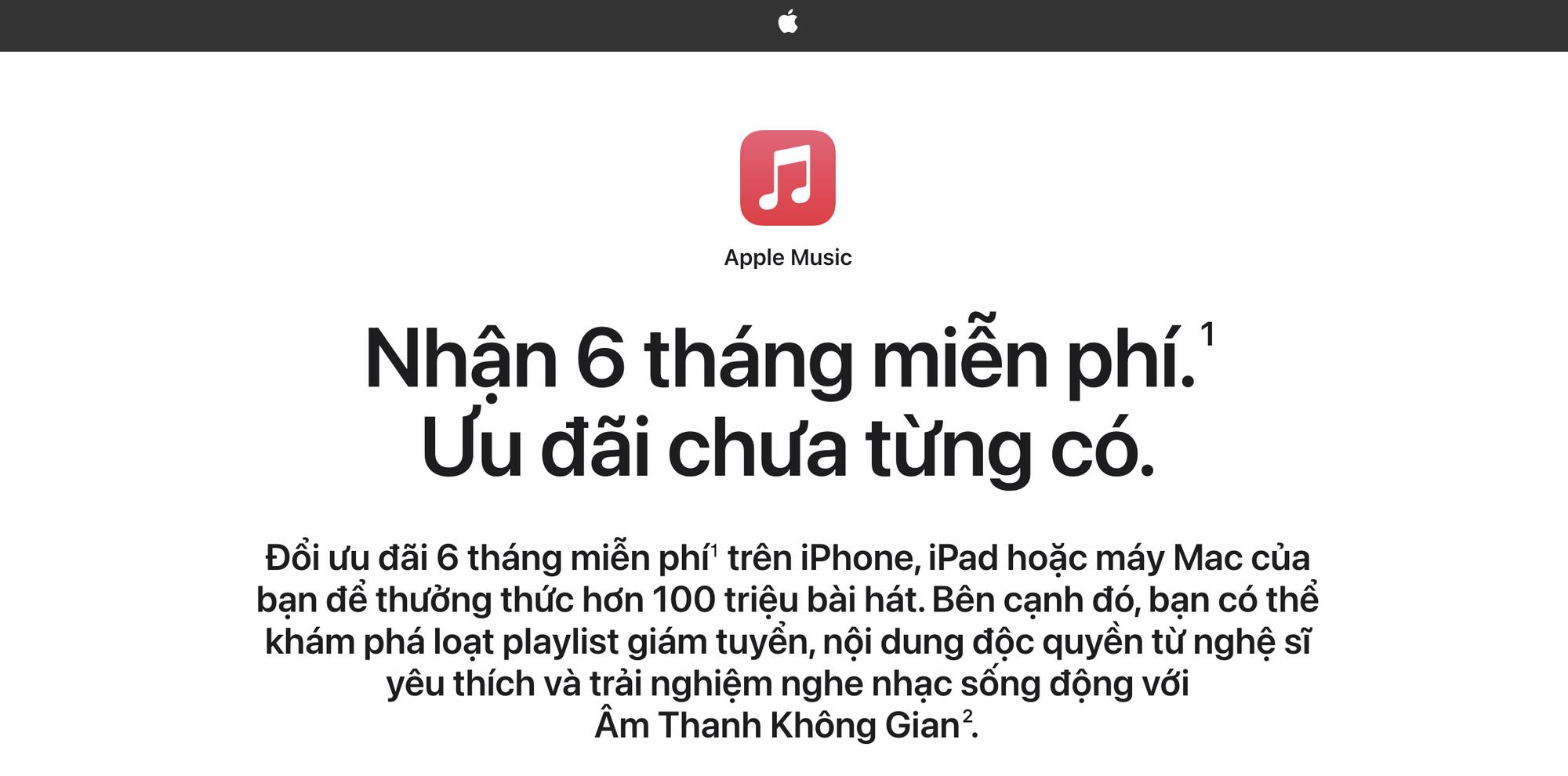 Trang Apple Music chính thức xác nhận tặng 6 tháng miễn phí cho người dùng mới. Trang Apple Music chính thức xác nhận tặng 6 tháng miễn phí cho người dùng mới.