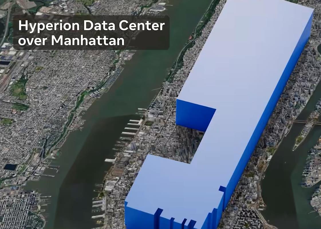 Dự kiến siêu trung tâm dữ liệu AI mới của Meta sẽ có diện tích gần bằng vùng Manhattan tại Mỹ. Dự kiến siêu trung tâm dữ liệu AI mới của Meta sẽ có diện tích gần bằng vùng Manhattan tại Mỹ.