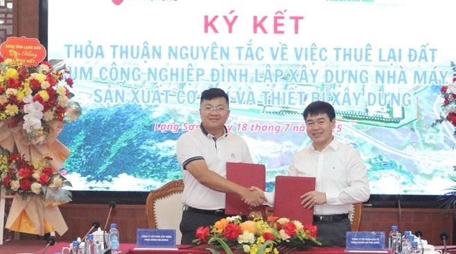 Nhà đầu tư ký kết cho doanh nghiệp thuê lại đất để xây dựng nhà máy sản xuất hàng hóa. Nhà đầu tư ký kết cho doanh nghiệp thuê lại đất để xây dựng nhà máy sản xuất hàng hóa.