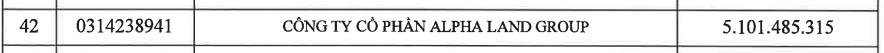 AlphaLand Group nợ thuế hơn 5,1 tỷ đồng AlphaLand Group nợ thuế hơn 5,1 tỷ đồng