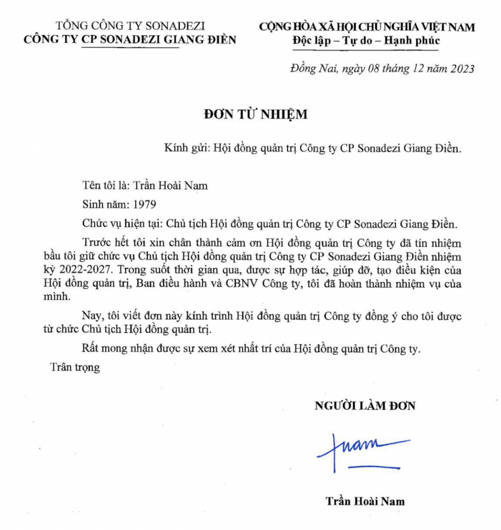 Chủ tịch SZG: Trần Ho&#224;i Nam bất ngờ từ nhiệm  - Ảnh 1