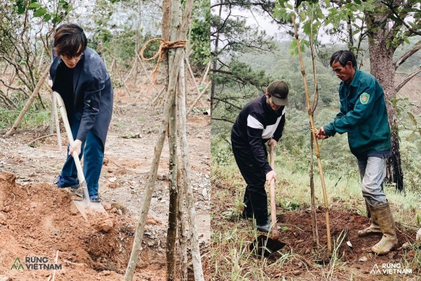 Hà Anh Tuấn tự tay trồng cây cho dự án "Rừng Việt Nam".