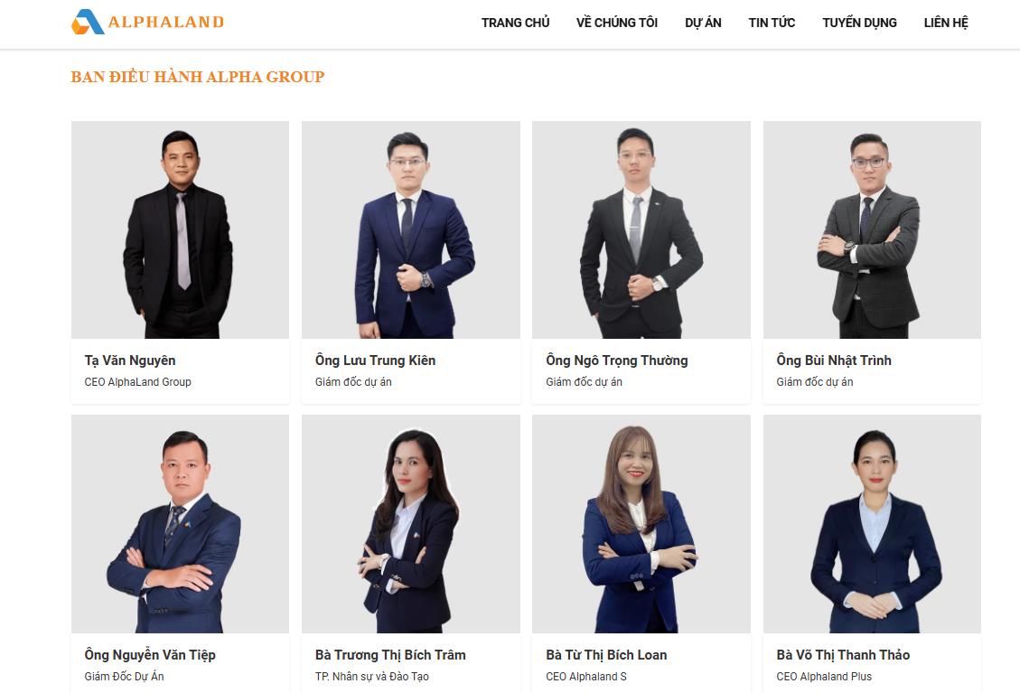 Sau vài năm hoạt động, AlphaLand Group giới thiệu hiện có hơn 250 nhân sự. Sau vài năm hoạt động, AlphaLand Group giới thiệu hiện có hơn 250 nhân sự.