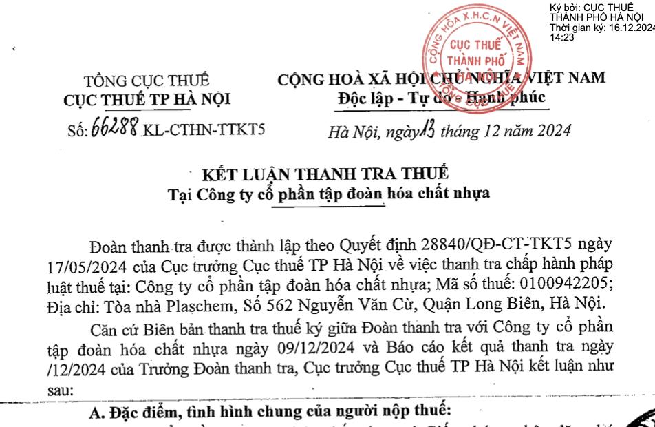 Tập đo&#224;n Ho&#225; chất Nhựa th&#244;ng b&#225;o đ&#227; ho&#224;n th&#224;nh nghĩa vụ t&#224;i ch&#237;nh sau với số tiền nộp hơn 1,13 tỷ đồng  - Ảnh 1