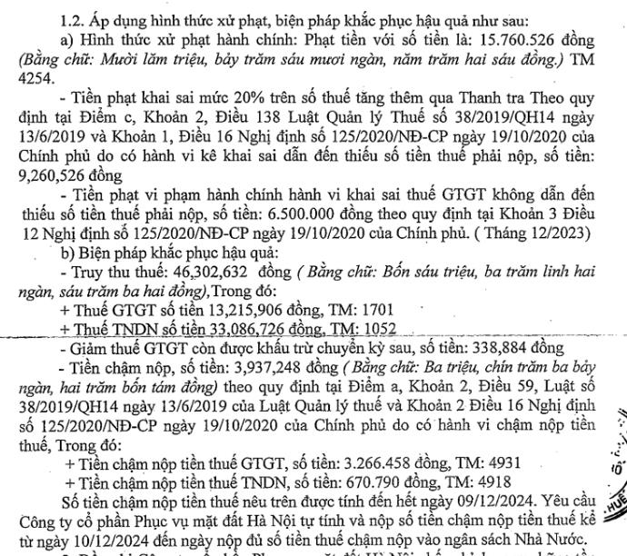 Vi phạm thuế, C&#244;ng ty Phục vụ Mặt đất H&#224; Nội bị phạt, truy thu hơn 66 triệu đồng - Ảnh 3