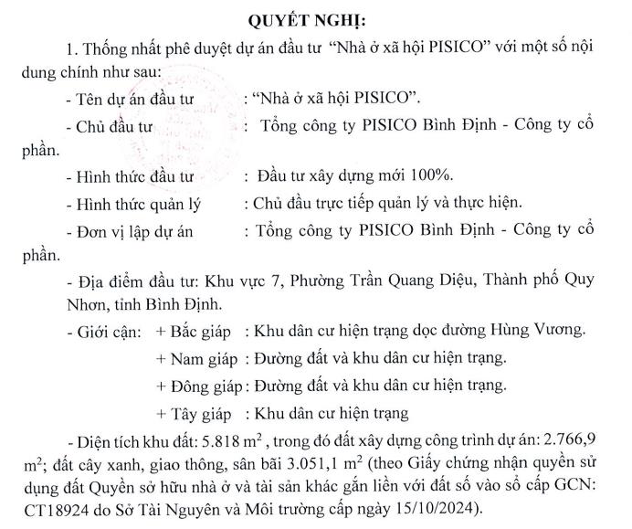 Tổng c&#244;ng ty Pisico B&#236;nh Định (PIS) muốn đầu tư hơn 263 tỷ đồng l&#224;m nh&#224; ở x&#227; hội tại B&#236;nh Định  - Ảnh 1