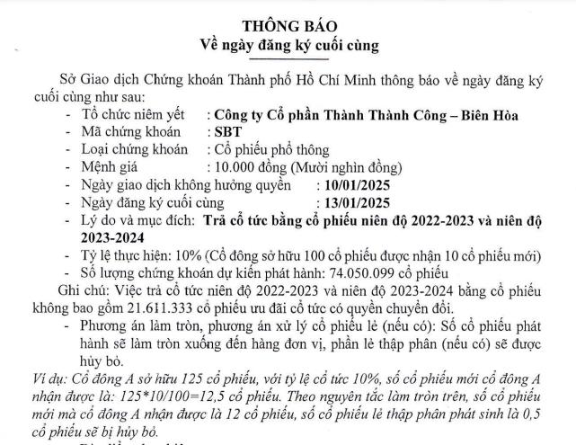 TTC AgriS (SBT) dự kiến ph&#225;t h&#224;nh hơn 74 triệu cổ phiếu để trả cổ tức  - Ảnh 1