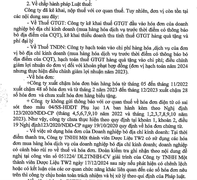 Vi phạm thuế v&#224; h&#243;a đơn, C&#244;ng ty TNHH MTV Dược liệu TW2 bị phạt, truy thu hơn 316 triệu đồng - Ảnh 2