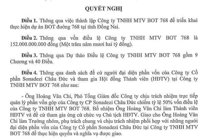 Sonadezi Ch&#226;u Đức (SZC) dự chi 152 tỷ đồng để th&#224;nh lập c&#244;ng ty con triển khai dự &#225;n BOT  - Ảnh 1