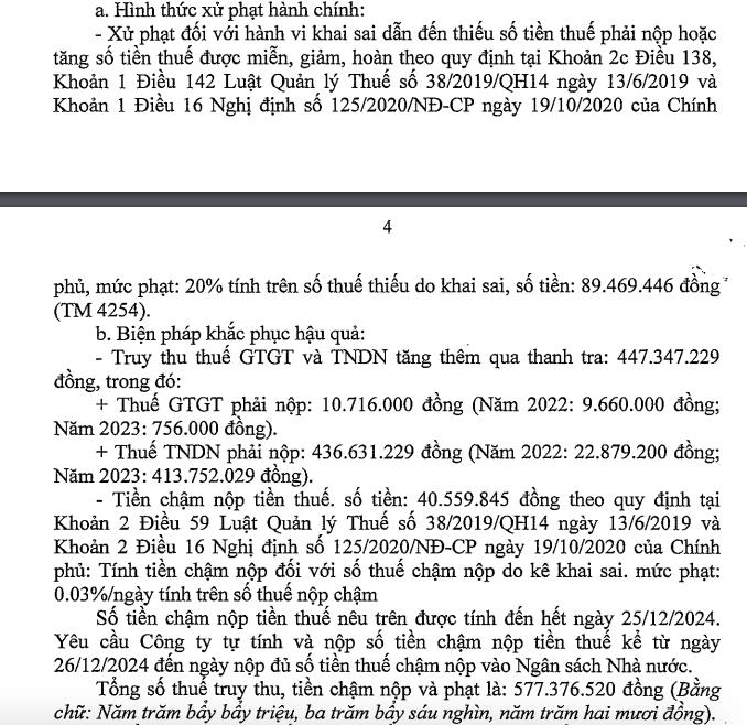 Vướng sai phạm về thuế, C&#244;ng ty Điện cơ Thống Nhất bị phạt v&#224; truy thu thuế hơn 577,3 triệu đồng - Ảnh 3