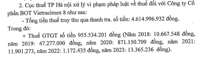 Vướng nhiều sai phạm về thuế, C&#244;ng ty BOT Vietracimex 8 bị phạt v&#224; truy thu hơn 8,3 tỷ đồng - Ảnh 3