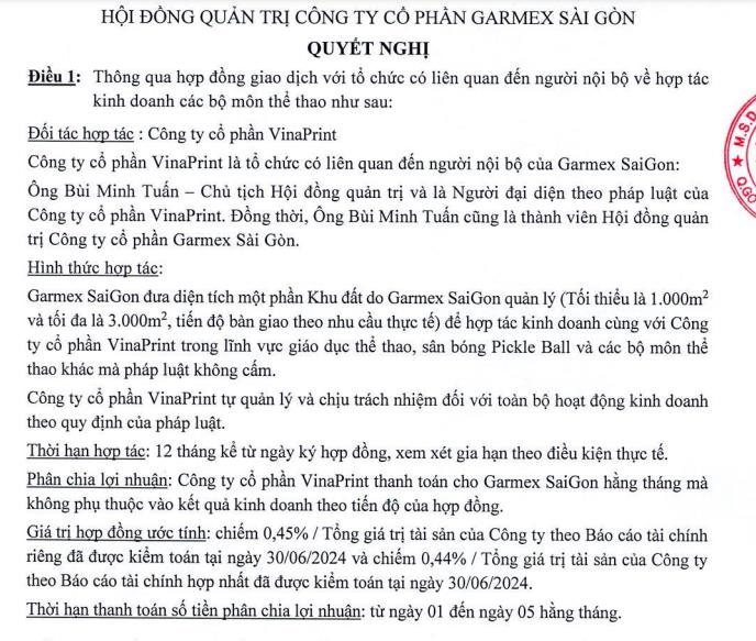 Bức tranh t&#224;i ch&#237;nh phủ m&#224;u x&#225;m, Garmex S&#224;i G&#242;n (GMC) cho thu&#234; đất l&#224;m s&#226;n pickleball - Ảnh 1