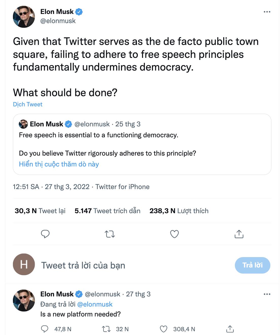 Elon Musk "suy nghĩ" thành lập nền tảng mạng xã hội mới - Ảnh 1 Elon Musk "suy nghĩ" thành lập nền tảng mạng xã hội mới - Ảnh 1