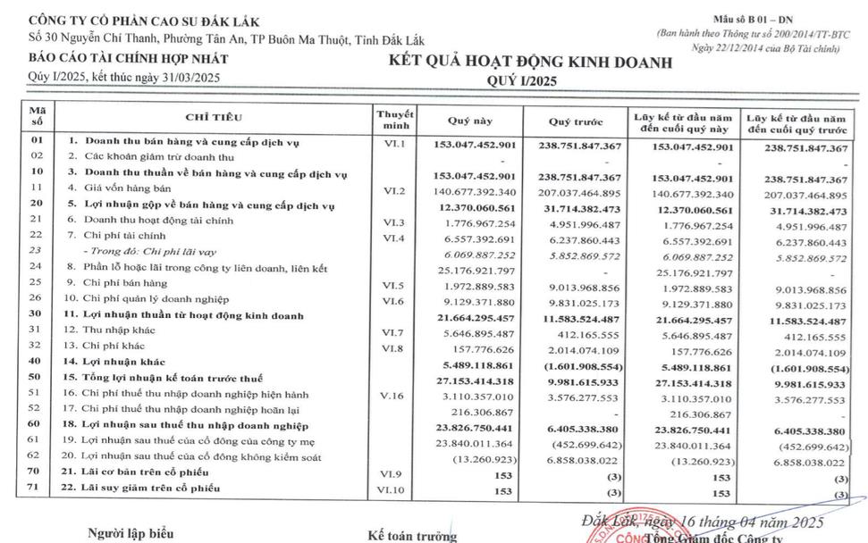 Cao su Đắk Lắk (DRG) dự kiến thoái toàn bộ 10% vốn điều lệ tại Công ty Cao su Thái Dương - Ảnh 2 Cao su Đắk Lắk (DRG) dự kiến thoái toàn bộ 10% vốn điều lệ tại Công ty Cao su Thái Dương - Ảnh 2