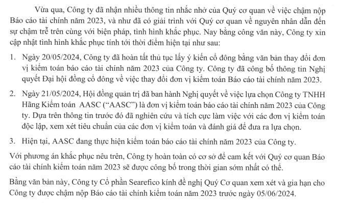 Searefico (SRF) b&#225;o l&#227;i sau thuế qu&#253; I/2024 chưa đến 700 triệu đồng, cổ phiếu v&#224;o diện hạn chế - Ảnh 1