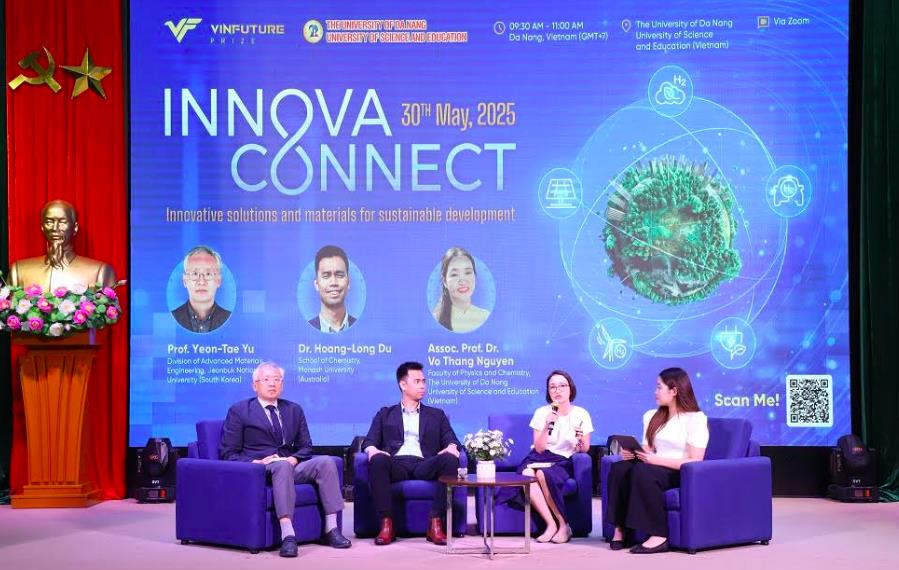 Quỹ VinFuture phối hợp cùng Trường Đại học Sư phạm – Đại học Đà Nẵng tổ chức hội thảo InnovaConnect, mở rộng chương trình cầu nối khoa học ra toàn quốc. Ảnh: BTC. Quỹ VinFuture phối hợp cùng Trường Đại học Sư phạm – Đại học Đà Nẵng tổ chức hội thảo InnovaConnect, mở rộng chương trình cầu nối khoa học ra toàn quốc. Ảnh: BTC.