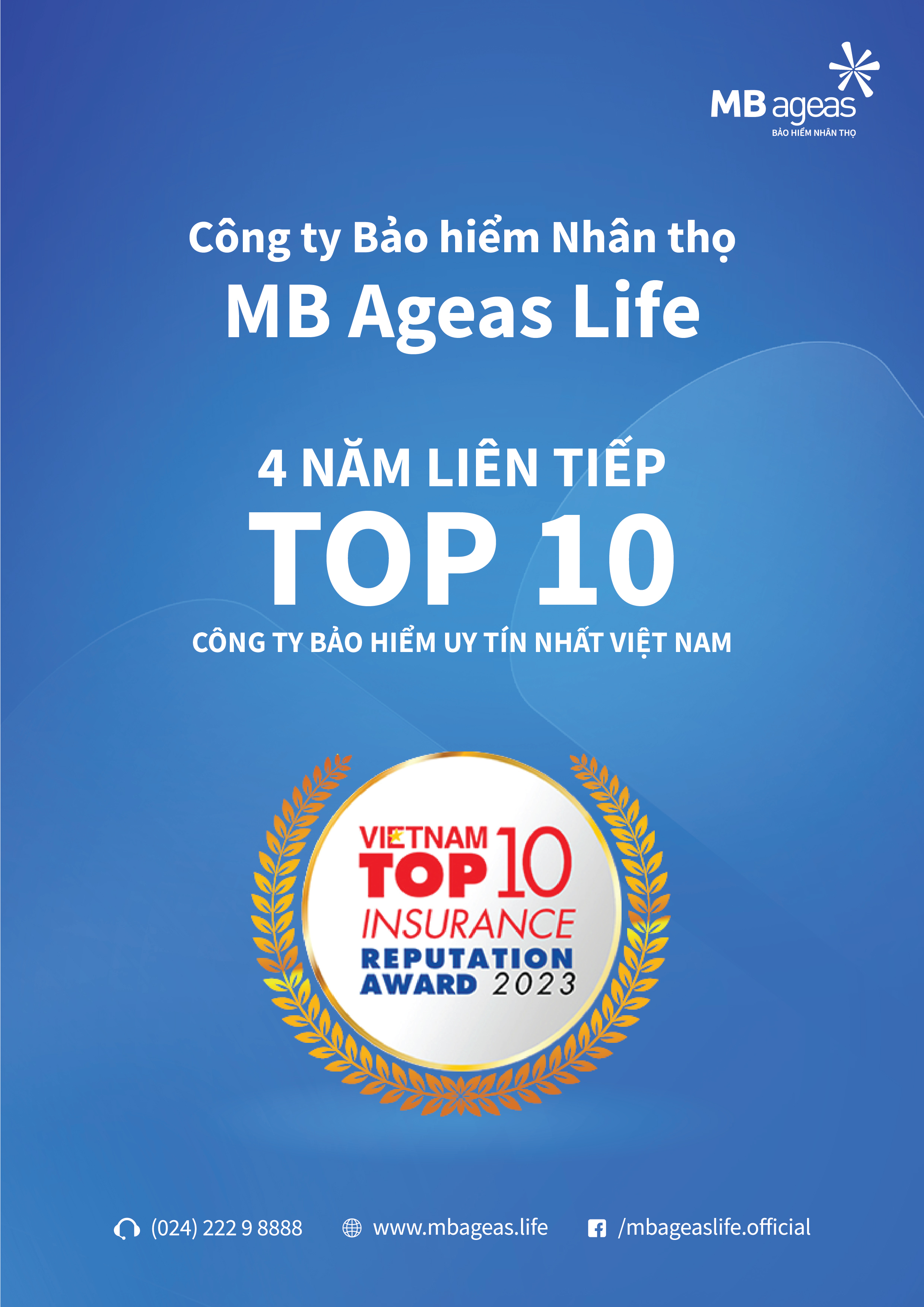 MB Ageas Life 4 năm li&ecirc;n tiếp lọt Top 10 C&ocirc;ng ty Bảo hiểm uy t&iacute;n nhất Việt Nam &nbsp;