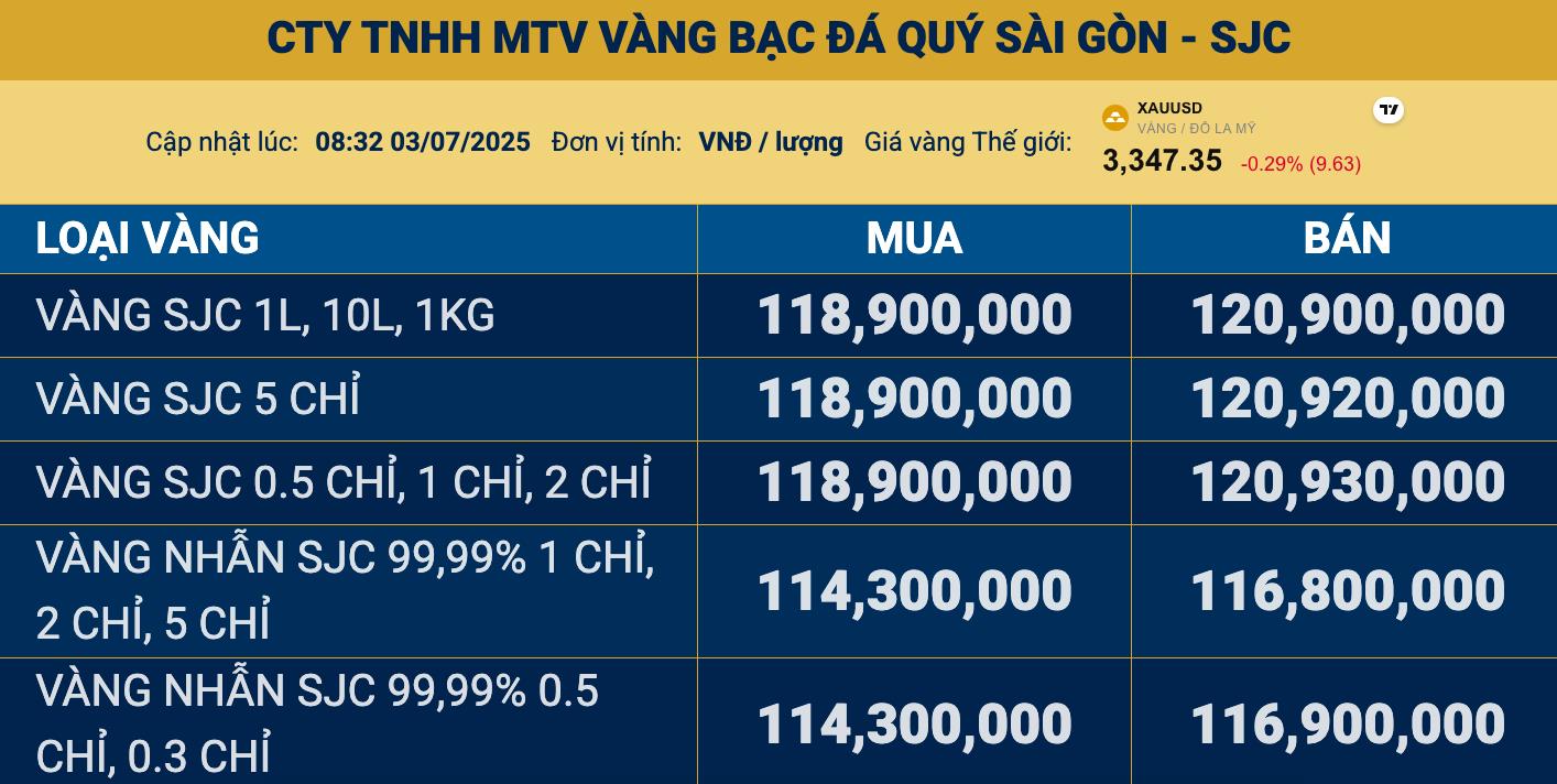 Giá vàng ngày 3/7: Vàng thế giới tiếp đà đi lên, vàng miếng SJC bám sát ngưỡng 121 triệu đồng/lượng - Ảnh 2