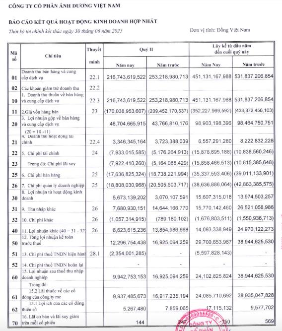 Vinasun (VNS): Lợi nhuận quý II/2025 giảm 41% so với cùng kỳ, thấp nhất 14 quý - Ảnh 1 Vinasun (VNS): Lợi nhuận quý II/2025 giảm 41% so với cùng kỳ, thấp nhất 14 quý - Ảnh 1