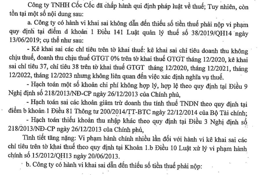 Vi phạm thuế v&#224; sử dụng ho&#225; đơn, c&#244;ng ty Cốc Cốc bị phạt v&#224; truy thu hơn 746 triệu đồng - Ảnh 2