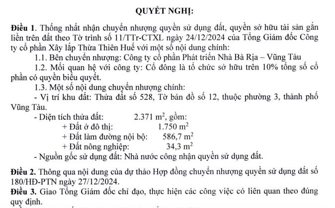 Xây lắp Thừa Thiên Huế (HUB) nhận quyền sử dụng 2.371m2 đất từ Hodeco (HDC) - Ảnh 1 Xây lắp Thừa Thiên Huế (HUB) nhận quyền sử dụng 2.371m2 đất từ Hodeco (HDC) - Ảnh 1