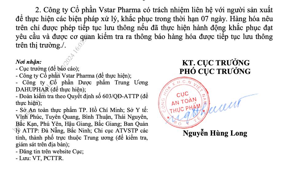 Tạm dừng lưu th&#244;ng loạt sản phẩm do C&#244;ng ty Dược phẩm Trung ương DAHUPHAR sản xuất - Ảnh 4