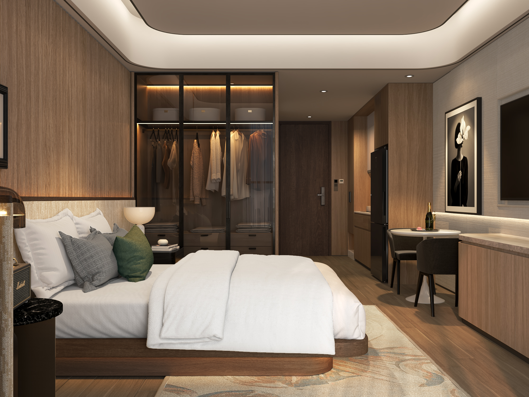 Căn hộ được bàn giao tiêu chuẩn nội thất liền tường với tông màu trầm chủ đạo và chất liệu cao cấp. (Ảnh minh họa căn hộ: Sun Property) Căn hộ được bàn giao tiêu chuẩn nội thất liền tường với tông màu trầm chủ đạo và chất liệu cao cấp. (Ảnh minh họa căn hộ: Sun Property)