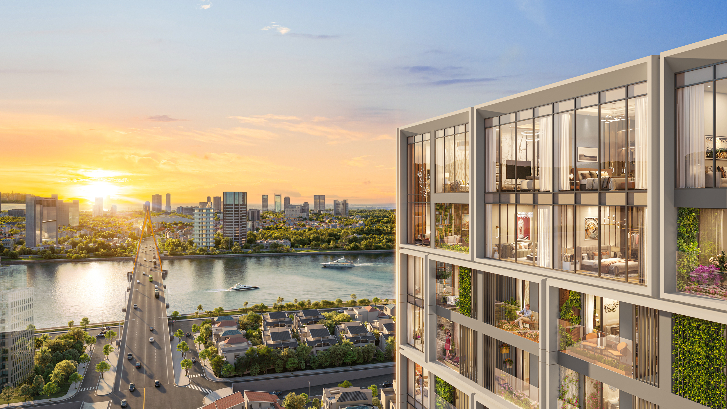 Thiết kế cửa kính full-height cao 2,7 mét nhằm tối ưu tầm nhìn. (Ảnh phối cảnh minh họa: Sun Property) Thiết kế cửa kính full-height cao 2,7 mét nhằm tối ưu tầm nhìn. (Ảnh phối cảnh minh họa: Sun Property)