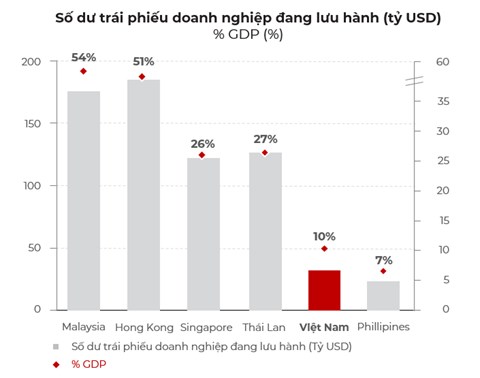 Thị trường tr&aacute;i phiếu doanh nghiệp của Việt Nam chỉ chiếm khoảng 18% của GDP, so với c&aacute;c nước trong khu vực th&igrave; c&ograve;n rất thấp. &nbsp;