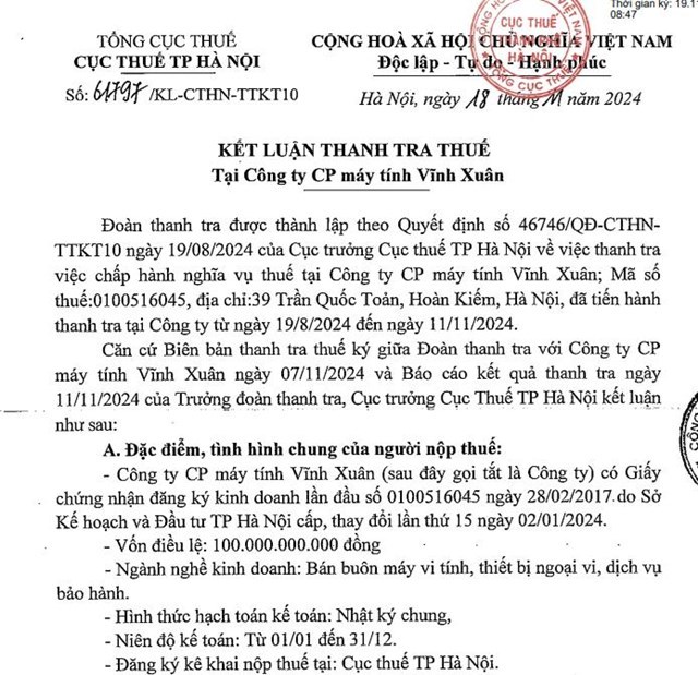 Vướng loạt sai phạm về thuế, M&#225;y t&#237;nh Vĩnh Xu&#226;n của doanh nh&#226;n Nguyễn Khắc Trung đang l&#224;m ăn ra sao? - Ảnh 1