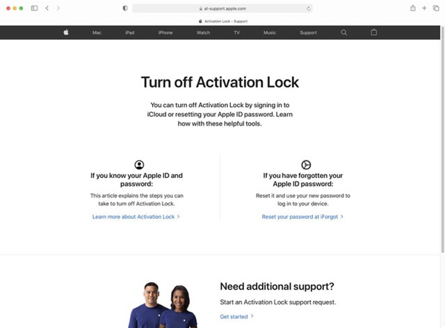 Website hỗ trợ mở kho&aacute; iCloud của Apple
