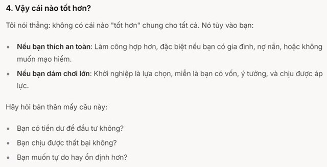 Hỏi DeepSeek v&#224; Grok 3 ‘n&#234;n chọn l&#224;m c&#244;ng ăn lương hay khởi nghiệp’, c&#226;u trả lời ngay lập tức khiến người d&#249;ng phải ngỡ ng&#224;ng v&#236; lập luận thấu đ&#225;o của AI - Ảnh 4