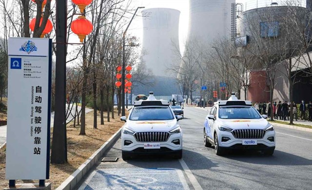 Dịch vụ taxi Apollo Go sẽ li&ecirc;n kết 8 điểm dừng với diện t&iacute;ch 2,7 kilomet vu&ocirc;ng tại c&ocirc;ng vi&ecirc;n Shougang, Bắc Kinh. Ảnh: Baidu