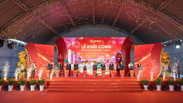 Lễ khởi c&ocirc;ng dự &aacute;n Khu đ&ocirc; thị Đường 3 Th&aacute;ng 2 tại phường 10 v&agrave; 11, Th&agrave;nh phố Vũng T&agrave;u. (Ảnh: &Aacute;nh Dương) &nbsp;