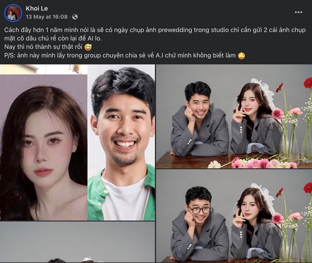 B&agrave;i chia sẻ của nhiếp ảnh gia Kh&ocirc;i L&ecirc; về việc d&ugrave;ng AI để "chụp" ảnh pre-wedding.