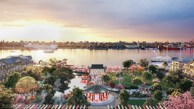 Kh&ocirc;ng chỉ c&oacute; tầm view cảng Hải Ph&ograve;ng tuyệt đẹp, phố đi bộ River Walk c&ograve;n bao gồm cả hai tiện &iacute;ch độc đ&aacute;o l&agrave; C&ocirc;ng vi&ecirc;n K-Park độc đ&aacute;o c&ugrave;ng Quảng trường ch&acirc;u &Acirc;u tr&aacute;ng lệ &nbsp;