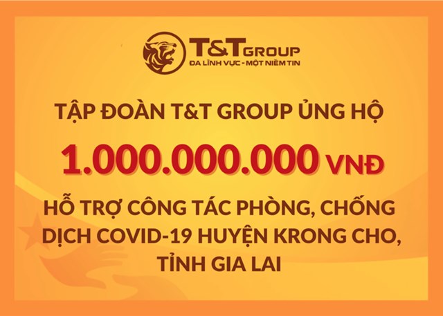 Tập đo&agrave;n T&amp;T Group ủng hộ huyện Kr&ocirc;ng Cho 1 tỷ đồng để hỗ trợ ph&ograve;ng chống dịch Covid-19