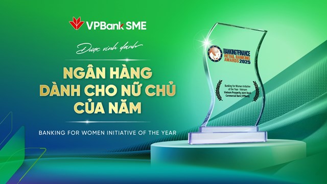 Giải thưởng &ldquo;Ng&acirc;n h&agrave;ng tốt nhất cho doanh nghiệp nữ chủ 2025&rdquo; do Asian Banking &amp; Finance trao tặng VPBank. &nbsp;
