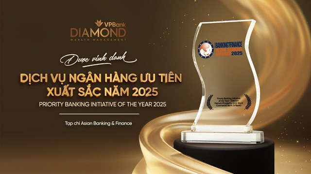 Giải thưởng &ldquo;Dịch vụ ng&acirc;n h&agrave;ng ưu ti&ecirc;n xuất sắc nhất Việt Nam 2025&rdquo; do Asian Banking &amp; Finance trao tặng VPBank.