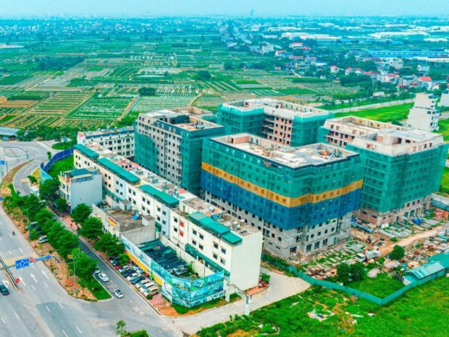 Khu NƠXH tại khu đô thị mới Tây TP Hải Phòng (tỉnh Hải Dương cũ) dự kiến hoàn thành tháng 8/2025. (Ảnh: Hoàng Giang)