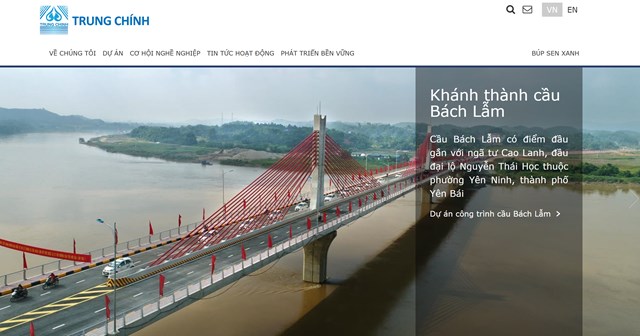 H&igrave;nh ảnh website tự giới thiệu của C&ocirc;ng ty&nbsp;TNHH Thương mại v&agrave; X&acirc;y dựng Trung Ch&iacute;nh.