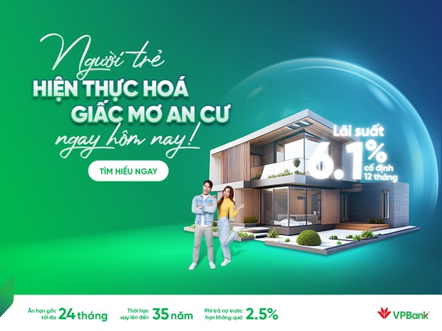 G&oacute;i vay mua nh&agrave; cho người trẻ của VPBank triển khai được nhiều người đ&aacute;nh gi&aacute; l&agrave; cạnh tranh nhất tr&ecirc;n thị trường&nbsp;