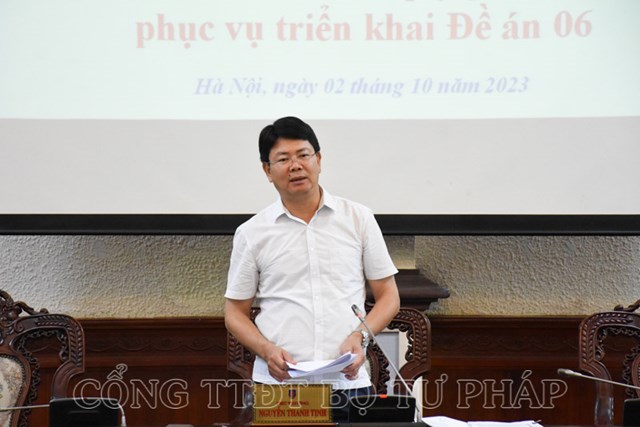 Thứ trưởng Bộ Tư ph&aacute;p Nguyễn Thanh Tịnh ph&aacute;t biểu kết luận cuộc họp &nbsp;