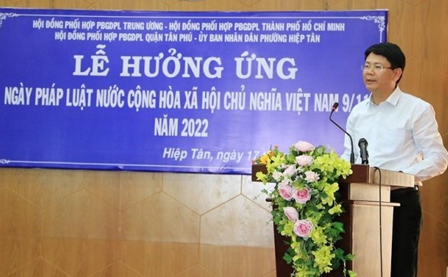 Thứ trưởng Bộ Tư ph&aacute;p Nguyễn Thanh Tịnh ph&aacute;t biểu chỉ đạo tại buổi Lễ.