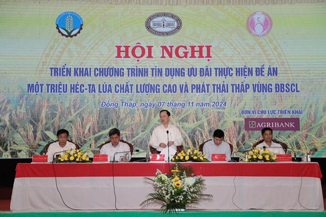 Ph&oacute; Thống đốc thường trực NHNN Đ&agrave;o Minh T&uacute; chủ tr&igrave; Hội nghị (ảnh: NHNN) &nbsp;