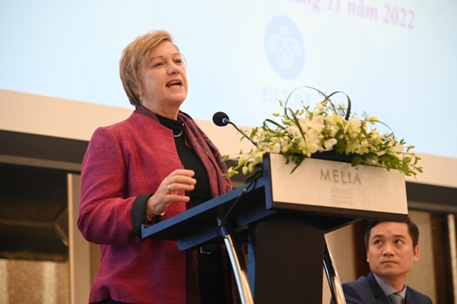 Trưởng Đại diện UNICEF&nbsp;tại Việt Nam -&nbsp; b&agrave; Rana Flowers ph&aacute;t biểu tại Phi&ecirc;n thảo luận